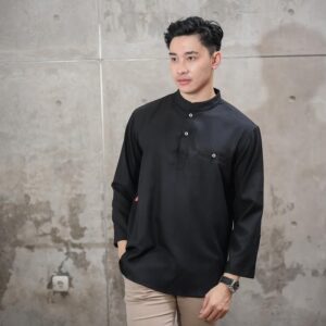 Baju Koko Pria Lengan Panjang Polos Casual Alkamil Muslim