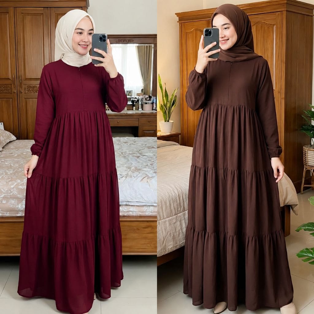 Gamis Syari Wanita Terbaru Bahan Ceruty Babydoll AlKamil Muslim